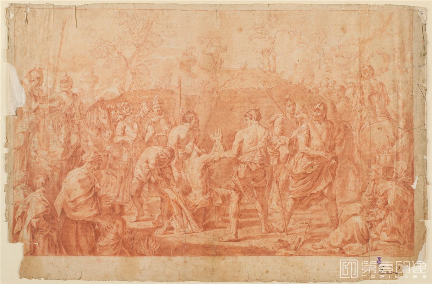 素描-西班牙普拉多美术馆素描藏画-Anonimo-San Andres conducido al martirio-0496